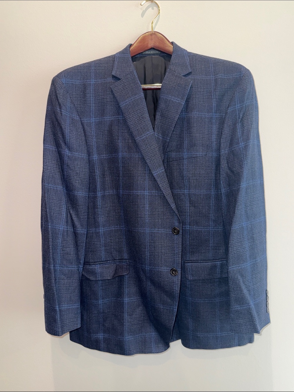Ralph Lauren Men's Wool Blue Windowpane Sports Coat